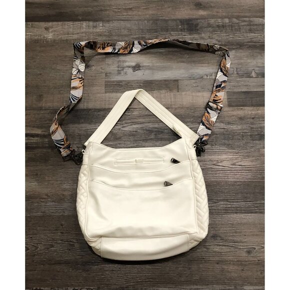 LUG Cable Car Bag White with Blue & Orange Floral Limning New in Package - Picture 1 of 7